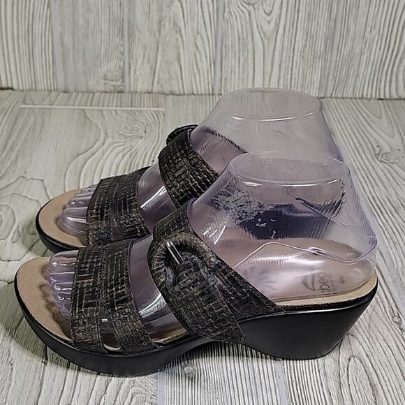 Abeo Biosystem Dorin Leather Dark Brown Shimmer Sandals Womens Size 7 - Picture 4 of 11